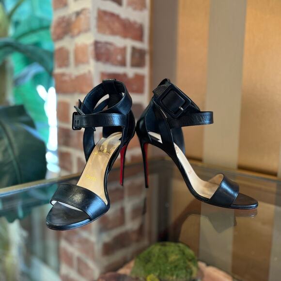 Christian Louboutin Shoes - LOUBOUTIN Kid Multipoint 100 Black Leather Sandals SZ 36 (US 6)